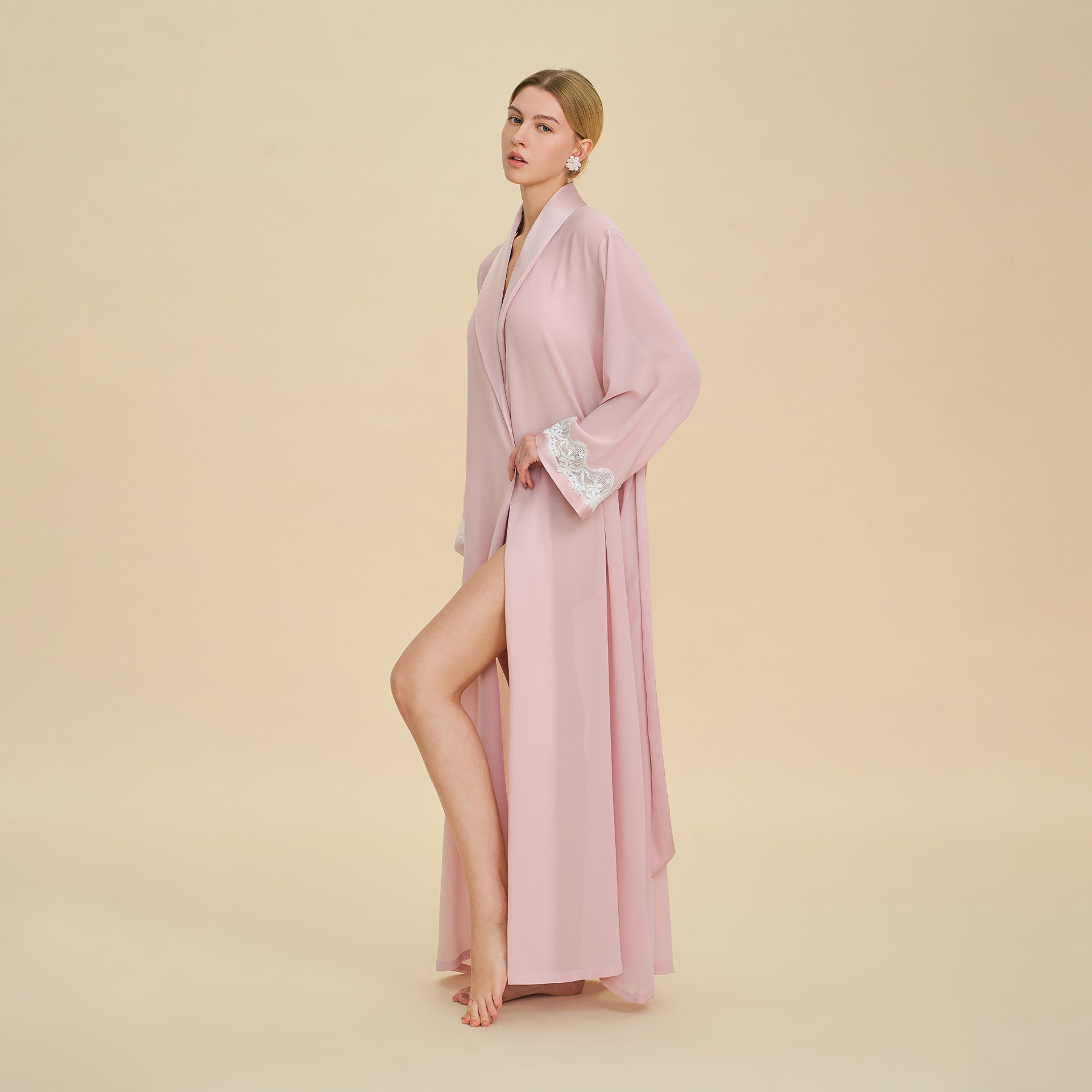 Pearl Chiffon Long Morning Robe view 1