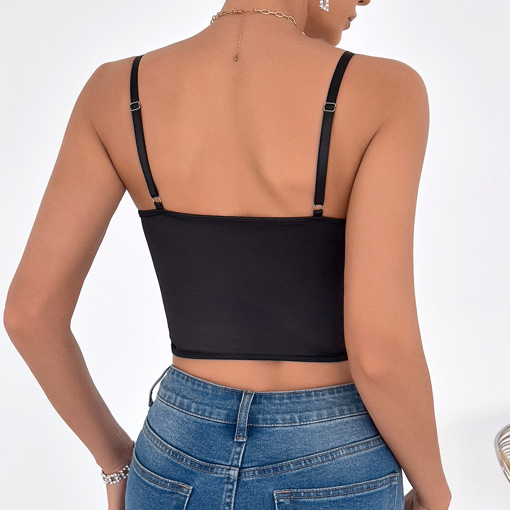 Lace Cutout Boned Underwire Camisole Set view 4