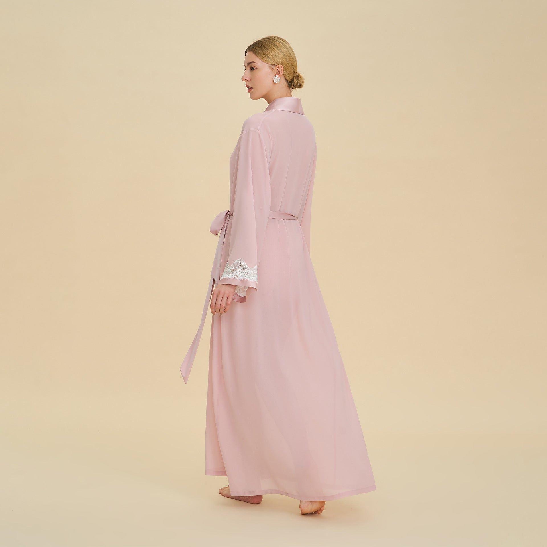 Pearl Chiffon Long Morning Robe view 3
