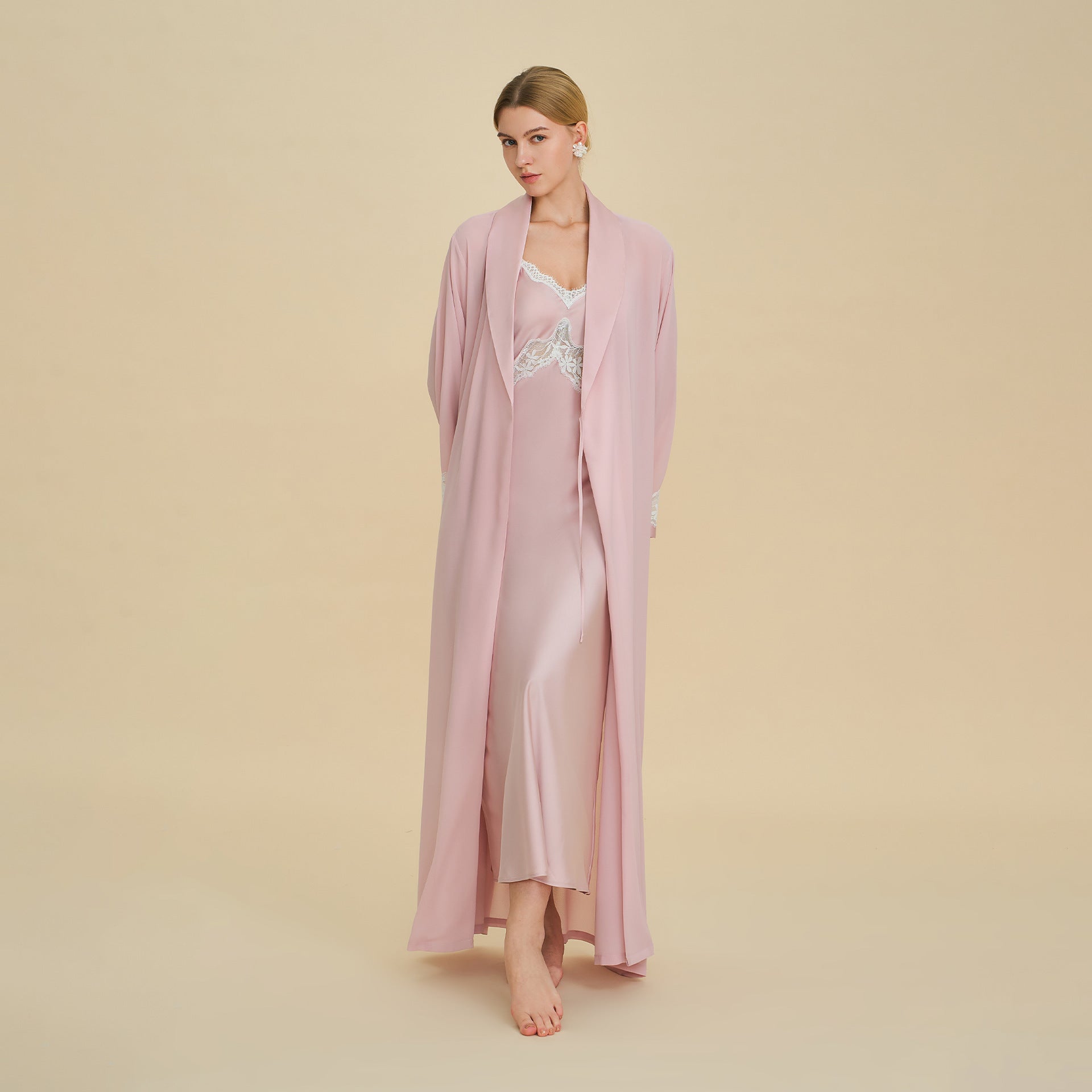 Pearl Chiffon Long Morning Robe view 2