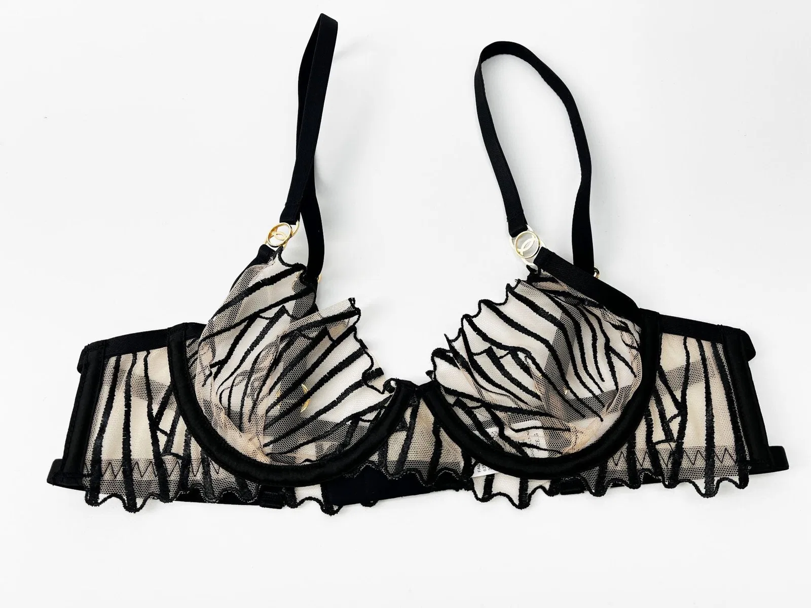 Mesh Embroidery Hollow Bra Set – Sheer, Full Coverage, with Thong | OEM Lingerie Factory view 12