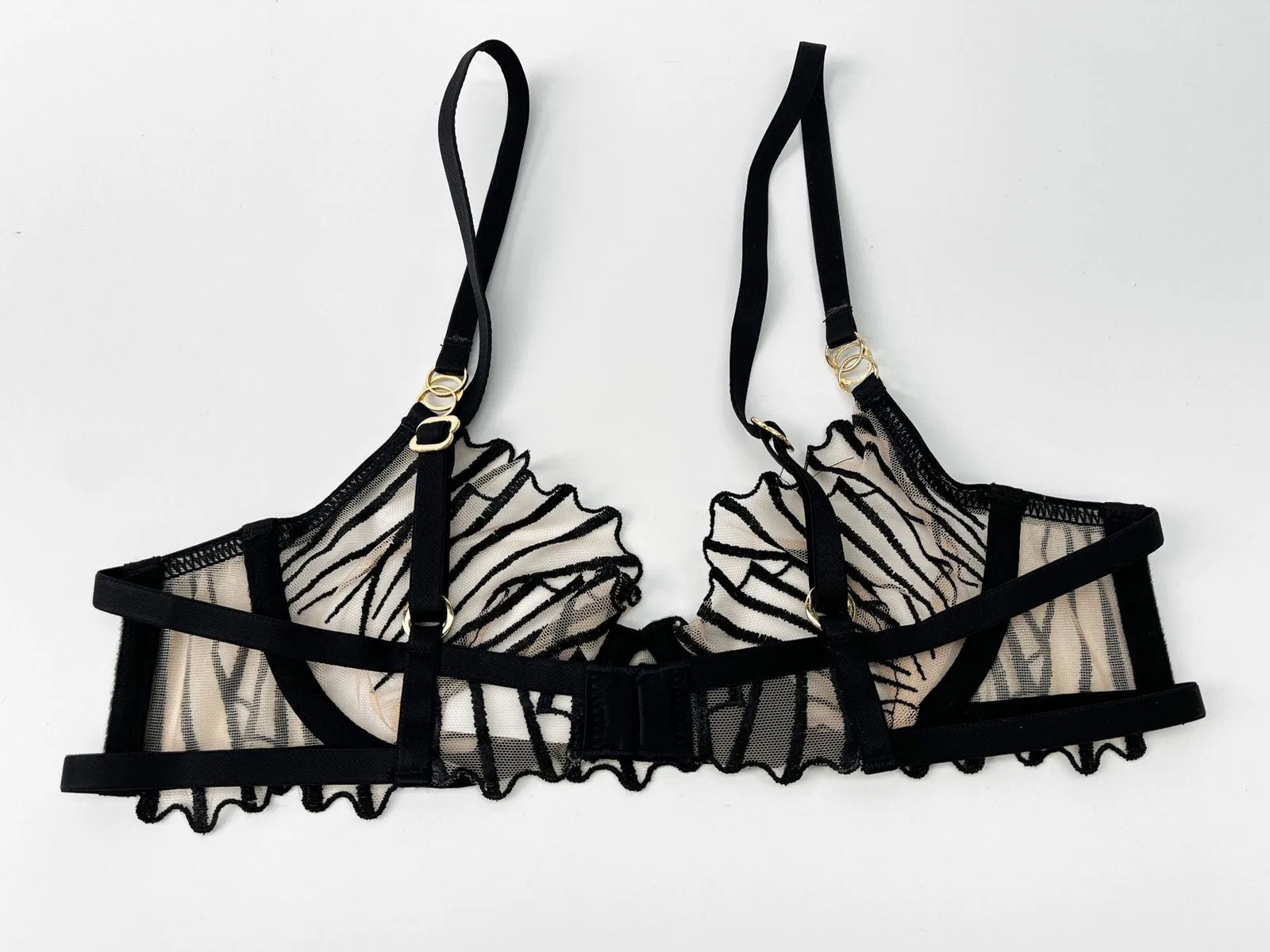 Mesh Embroidery Hollow Bra Set – Sheer, Full Coverage, with Thong | OEM Lingerie Factory view 13