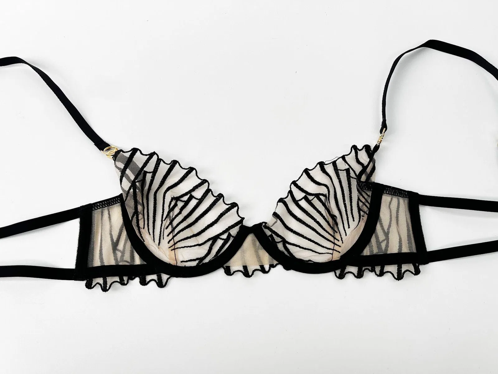 Mesh Embroidery Hollow Bra Set – Sheer, Full Coverage, with Thong | OEM Lingerie Factory view 14
