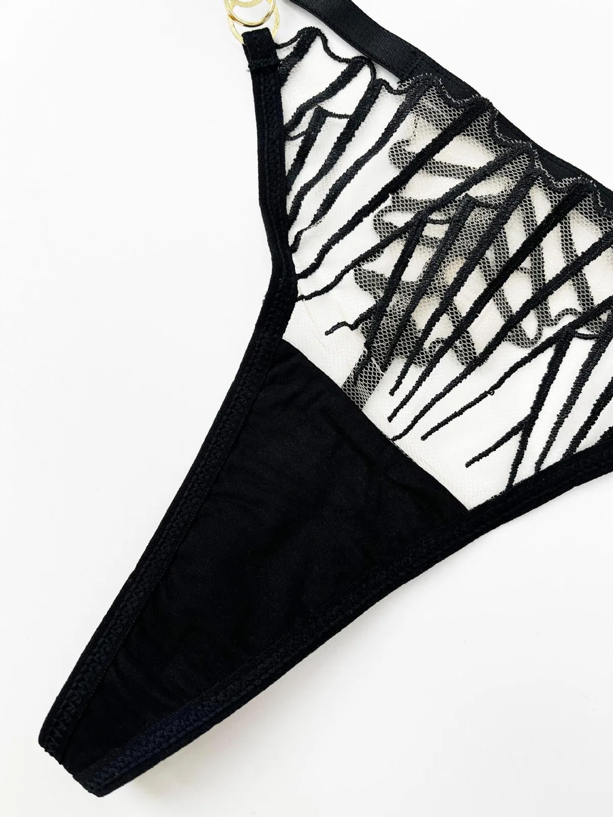 Mesh Embroidery Hollow Bra Set – Sheer, Full Coverage, with Thong | OEM Lingerie Factory view 18