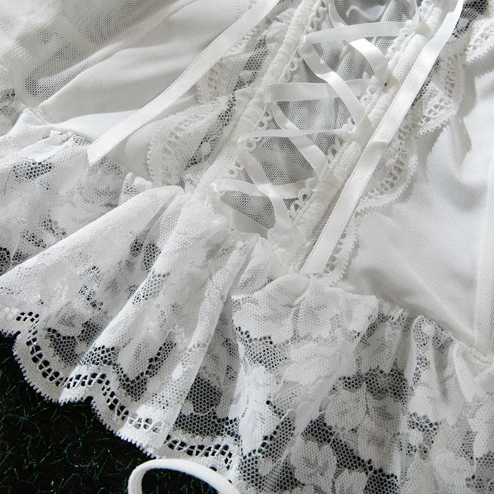 White Lace Bridal Bandeau Corset Lingerie Set | Wholesale Lingerie view 10