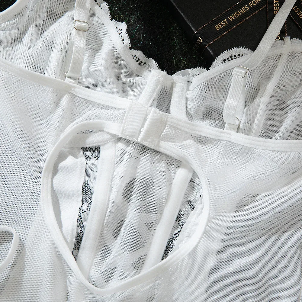 White Lace Bridal Bandeau Corset Lingerie Set | Wholesale Lingerie view 11