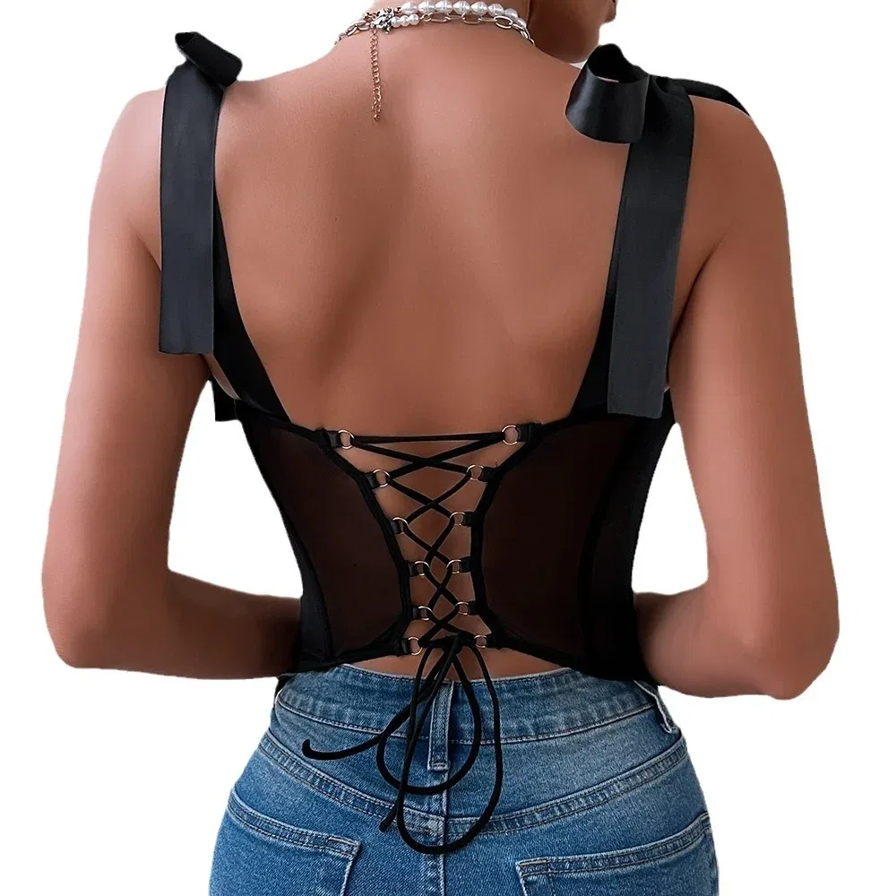 Sequin Backless Underwire Gathering Crop Top | Wholesale Lingerie view 5