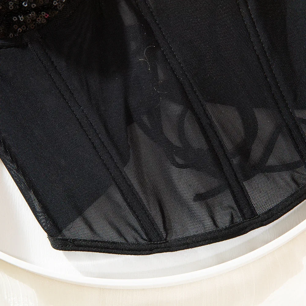 Sequin Backless Underwire Gathering Crop Top | Wholesale Lingerie view 11