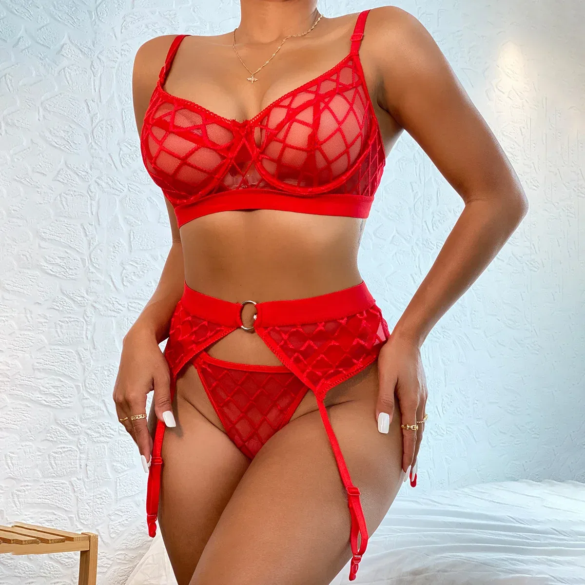 Sheer Mesh Underwired Lingerie Set | OEM Lingerie Factory view 18