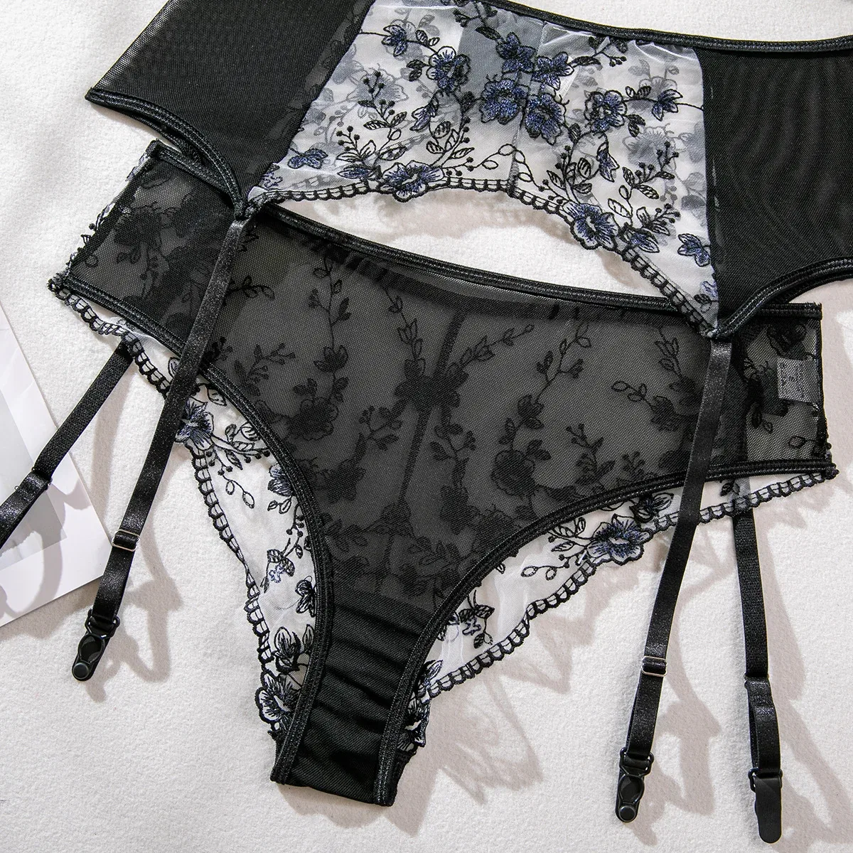 Embroidered Floral Sheer Lingerie Set | Wholesale Lingerie view 10