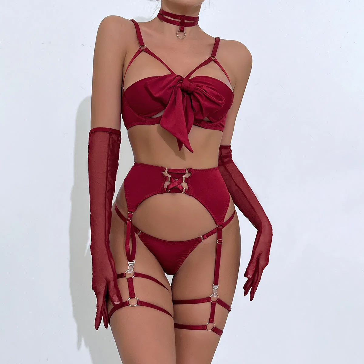European and American style red lingerie set