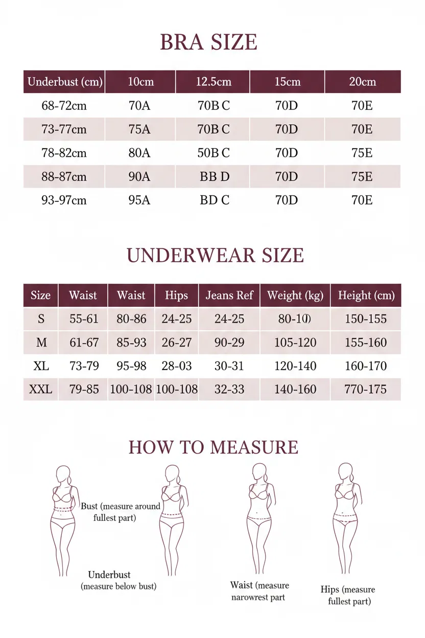 Bra & Underwear Size Chart