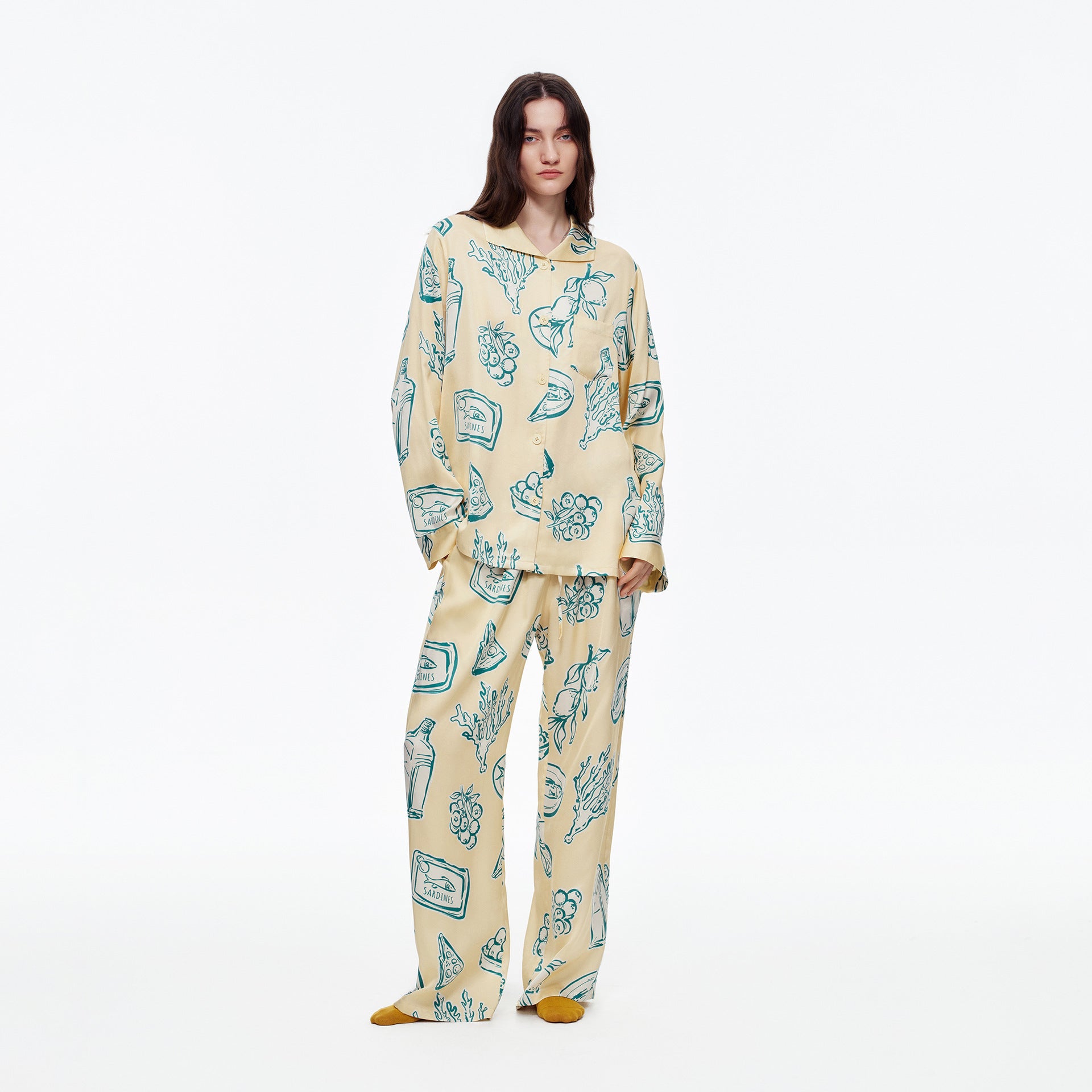Printed Long Sleeve Pajama Set | Skin-Friendly Comfort Loungewear