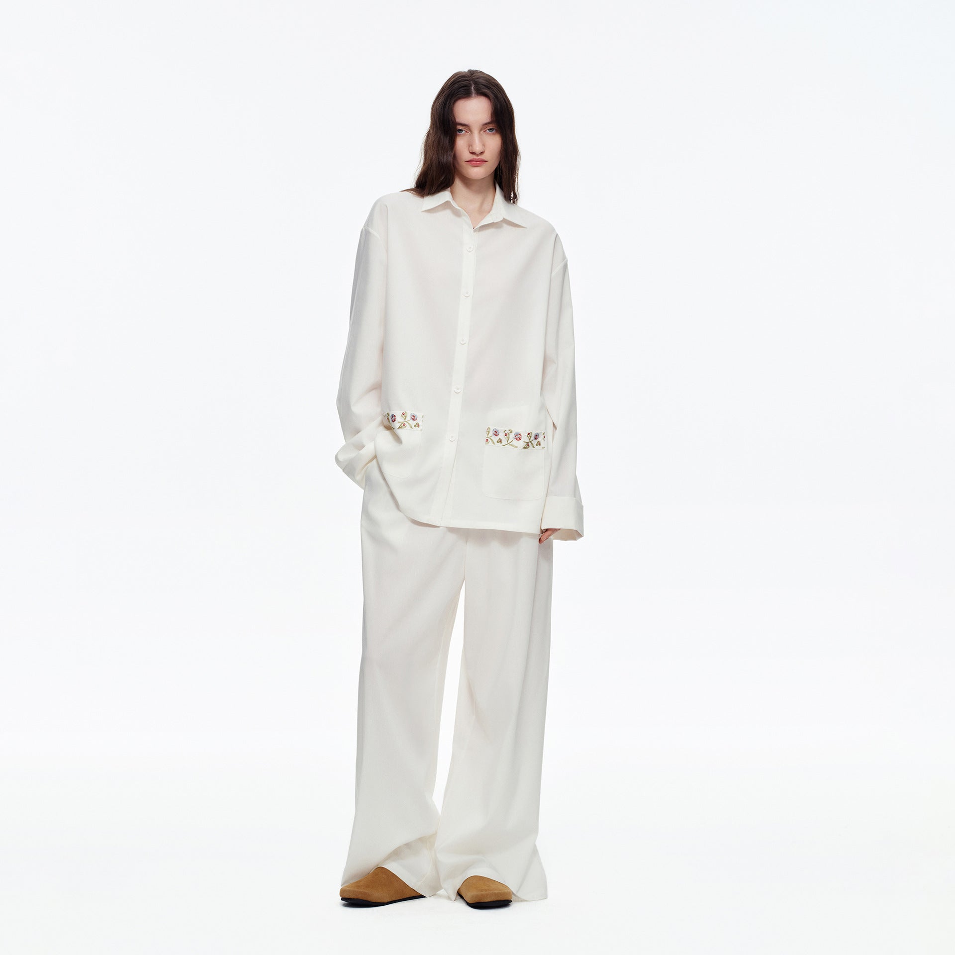 Lyocell Embroidery Long Sleeve Pajama Set | Loose Spring & Autumn Loungewear