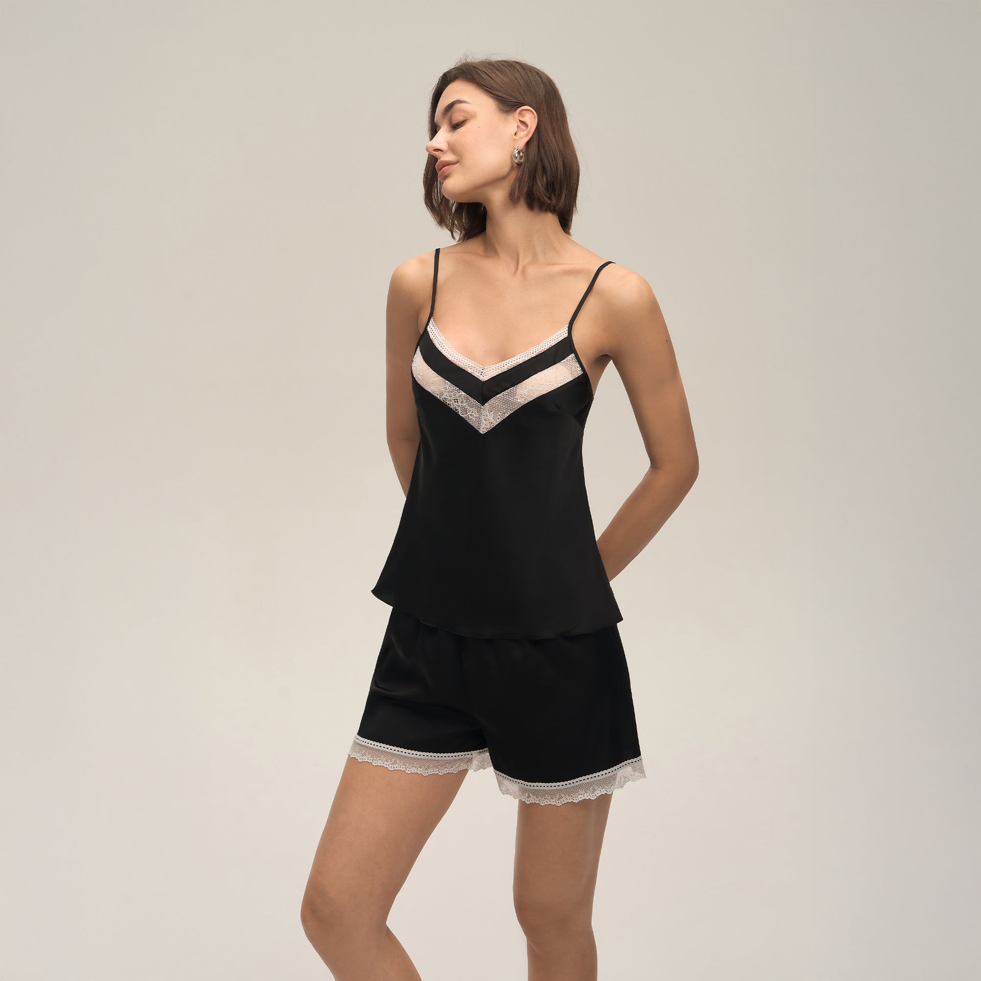 Lace Spaghetti Strap Shorts Loungewear Set — Women's Comfort Homewear