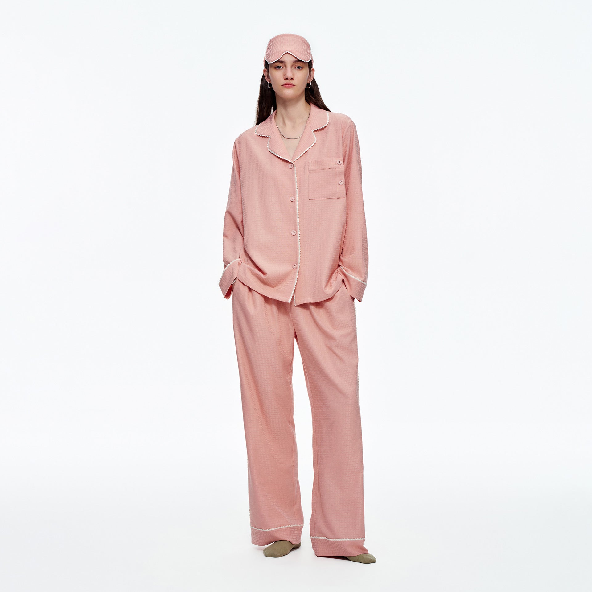 Brushed Soft Long Sleeve Pajama Set | Loose Casual Loungewear