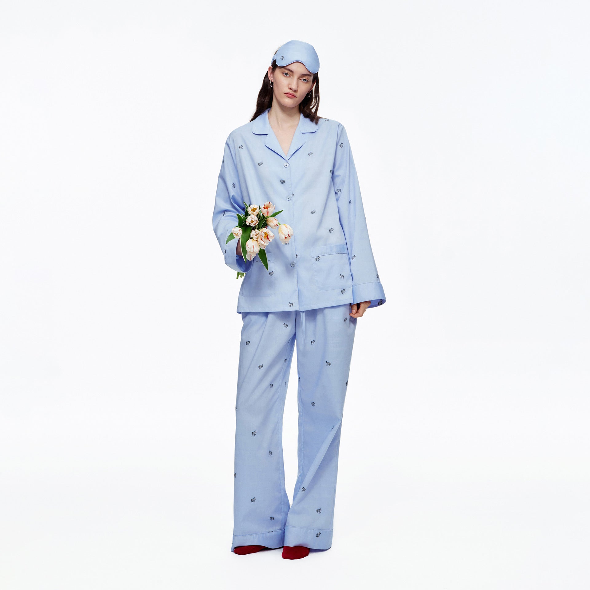 Blue Zebra Print Luxury Two-Piece Loungewear Set | Casual Home Outfit