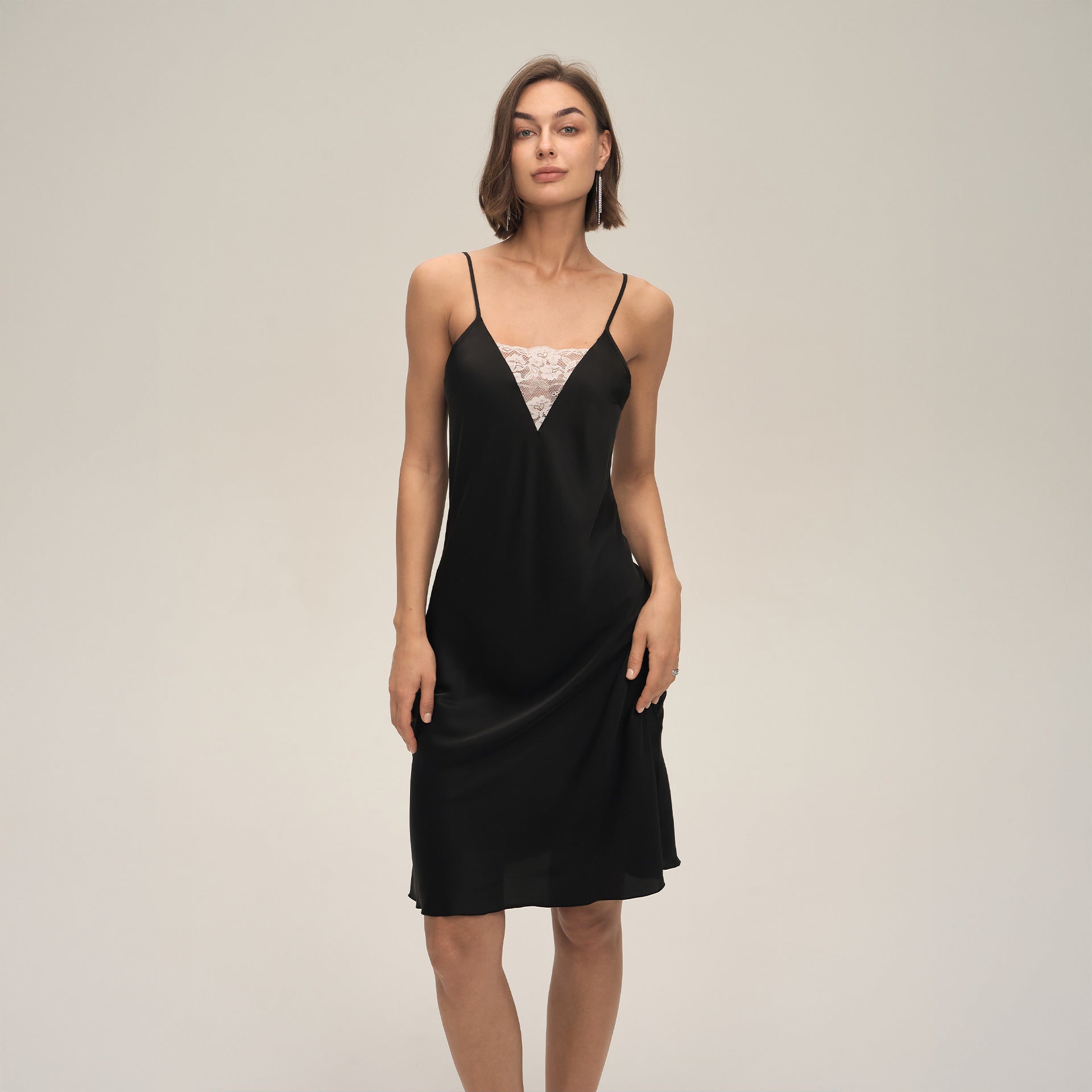 Satin Chiffon Lace Halter Slip Dress — Luxury Summer Sleepwear