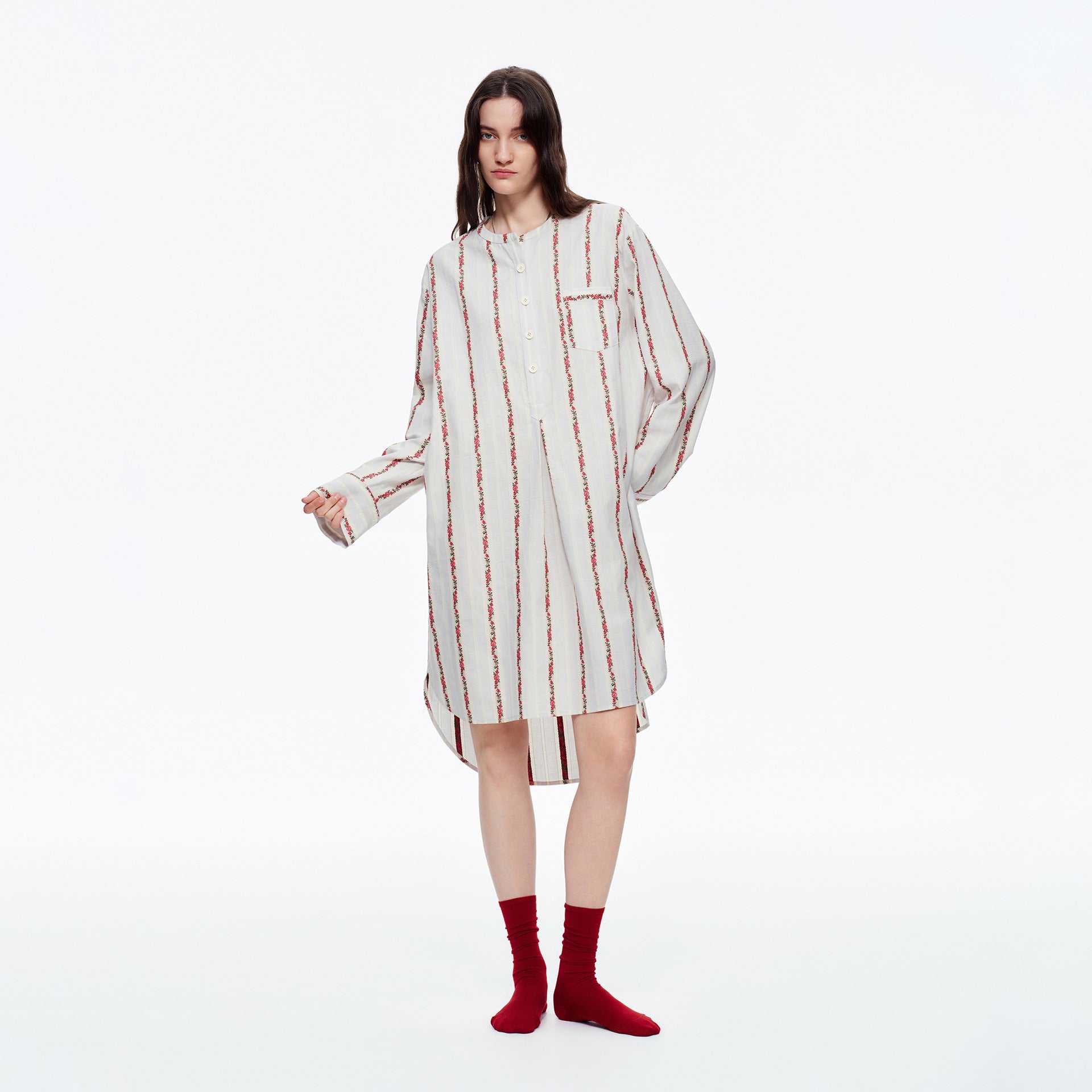 Red Rose Stripe Long Sleeve Pajama Set | French Sweet Loungewear